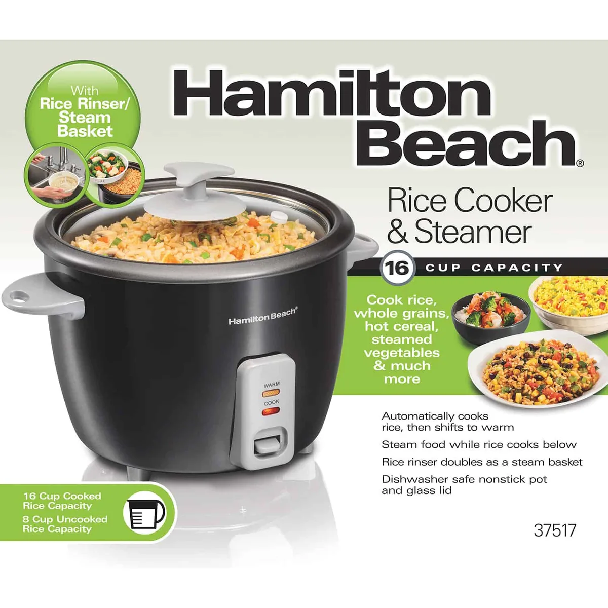 Hamilton Beach 16-Cup Rice Cooker and Food Steamer