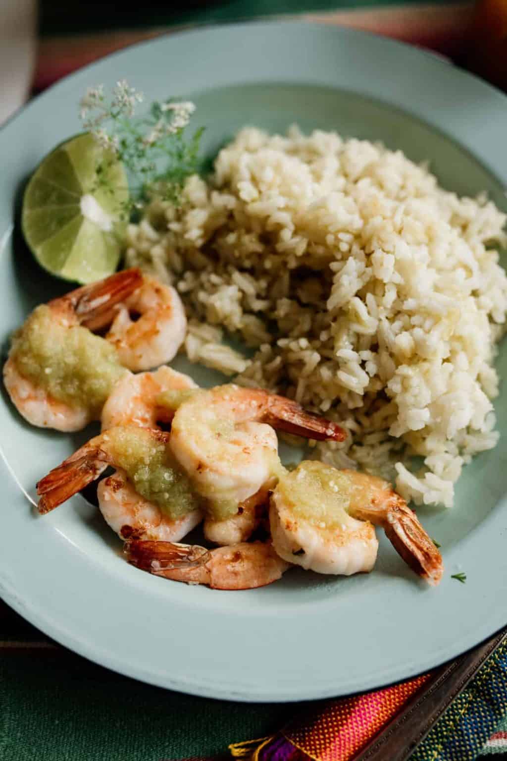Salsa Verde Shrimp With Cilantro Rice Recipe We Know Rice