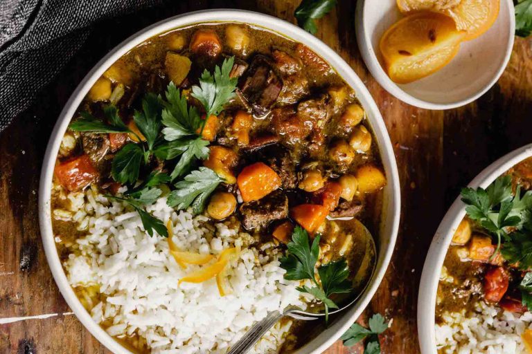 Slow Cooker Lamb Stew and Rice Recipe