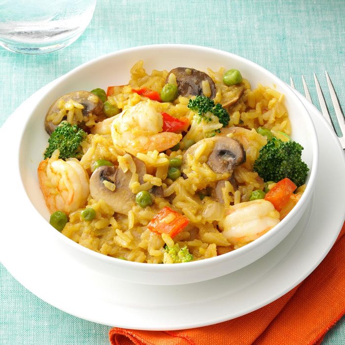 Shrimp & Broccoli Brown Rice Paella Recipe