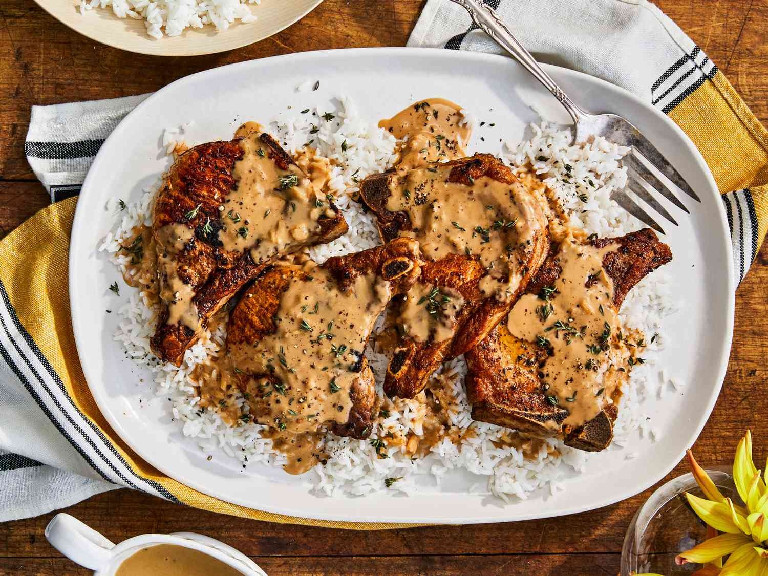 Cajun Pork Chop Rice and Gravy Recipe We Know Rice