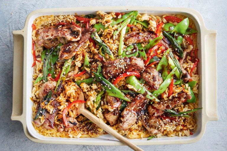 Mongolian Beef Rice Bake Recipe